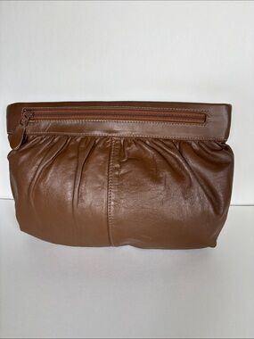 Vintage Bill Dorf Leather Wristlet Clutch in Brown